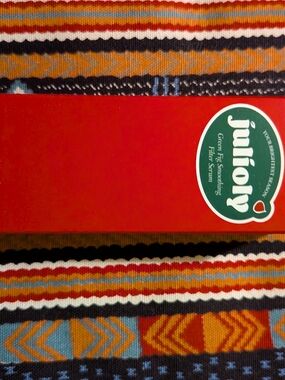 Red Rectangular Box with Green Julioly Sticker